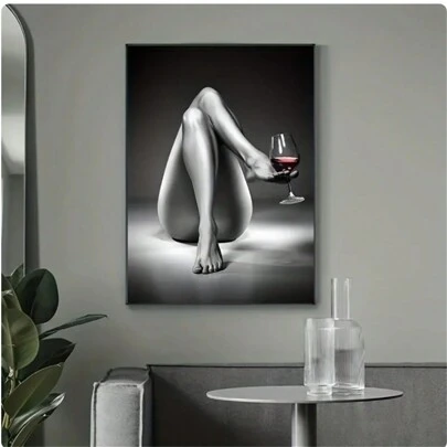 1 幅无框帆布画，女士酒杯墙壁海报艺术品墙壁适用于客厅卧室浴室厨房办公室装饰