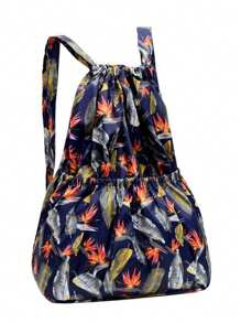 Mochila de nailon con cordón con gran capacidad y diseño simple, adecuada para viajes, fitness y deportes