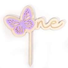 Bánh Topper đầu tiên của Bướm Tím - Trang trí tiệc sinh nhật đầu tiên của Bướm Tím, Trang trí bánh sinh nhật một con bướm tím, Bánh Topper ngọt ngào của con bướm, Bánh đập vỡ hình ảnh đầu tiên của con bướm - Màu tím - Xem 1