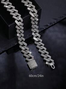 1入組嘻哈時尚冰晶15.5mm項鍊和手鍊，男女適用，時尚，適合男士作為禮物 - 5331FG - 查看 14