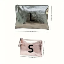 Sacs de maquillage métalliques de grande capacité. Trousse de cosmétiques chic et simple, porte-monnaie élégant, sac clutch pour femmes. Idéal pour la salle de bain, les voyages, le collège, le dortoir, les outils de maquillage. Portefeuille zippé, mini portefeuille, porte-monnaie, petit portefeuille