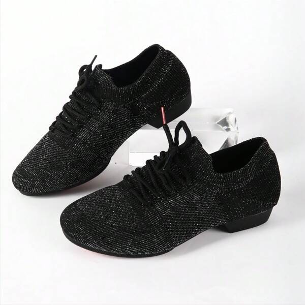 Women's Breathable Lightweight Outdoor Knitted Dance Shoes With Rubber Non-Slip Soft For Dance Performance And Practice, Black, For Special Use, Dance Shoes.