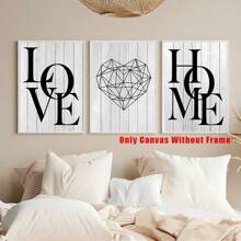 3 cái/bộ Nhà  Love Áp phích , Đen Và Trắng tranh sơn dầu Bức tranh , trang trí In tường , Tranh treo tường Đối với Phòng khách Bắc Âu Đồ trang trí Nhà  Nghệ thuật , Không có - Đen và trắng - Xem 4