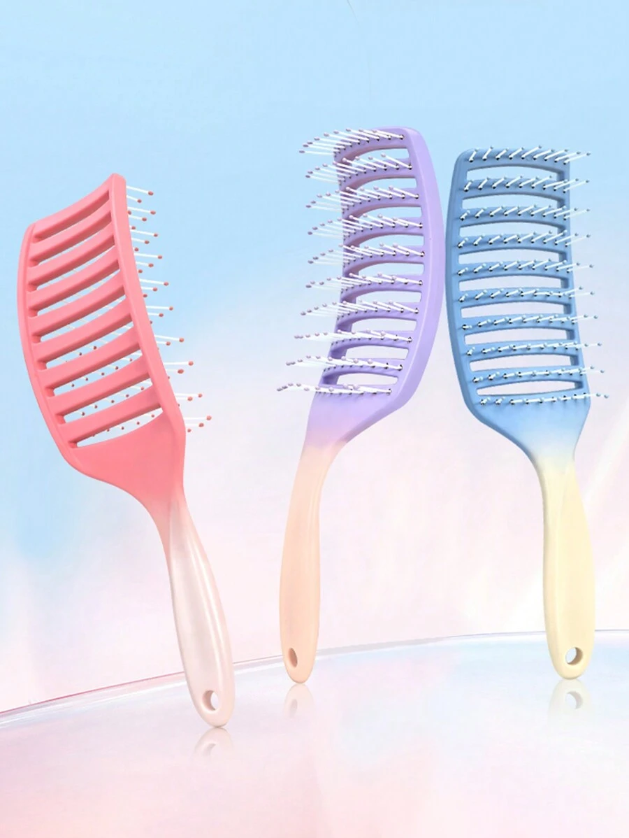 1 chiếc lược chải tóc vân sóng lớn có khe thông gió, lược rỗng ombre, lược massage cán cầm cho nữ, lược làm phồng tóc thẳng nhanh khô, dụng cụ tạo kiểu chống tĩnh điện hình cung, phù hợp cho tóc khô & ướt, chăm sóc tóc - Nhiều màu - Xem 1