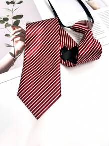 1 件拉链条纹领带适合日常和派对佩戴男士领带 - 彩色 - 查看 2
