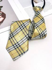 1 件拉链条纹领带适合日常和派对佩戴男士领带 - 彩色 - 查看 3