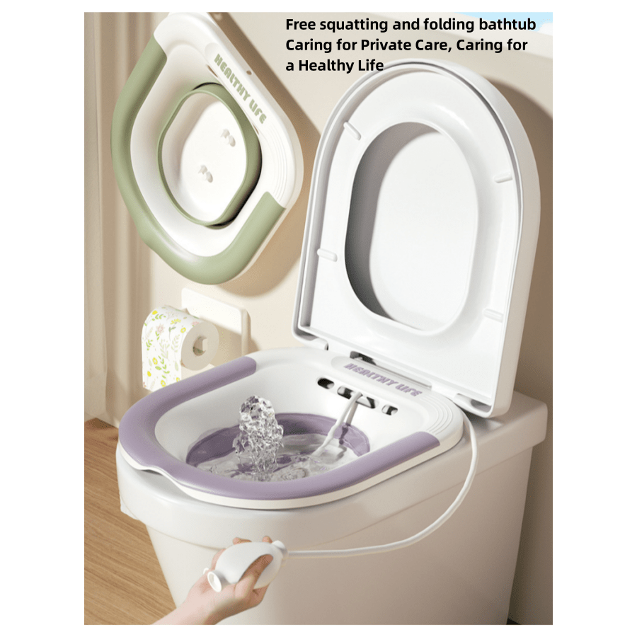1 Stück Faltbare Sitzbadewanne für die Pflege der weiblichen Intimzone während der Schwangerschaft, nach der Geburt oder im Alter, tragbare Sitzbadewanne für den Innengebrauch, geeignet für weibliche Reinigungspflege, verhindert das Spritzen von Wasser beim Baden, einfach zu reinigen, ideal für Hämorrhoiden und schwangere Frauen, kann effektive Medikamente zur Fumigation und Badezusatz hinzufügen.
