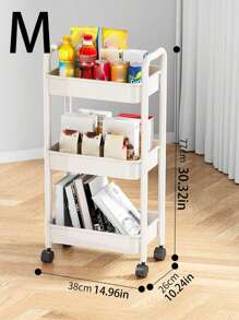 1pc Small Cart Storage Rack, Freestanding Kitchen/Bedroom/Snack Multilayer Mobile Shelf, Bathroom/Toilet Organizer Shelf - White - View 6