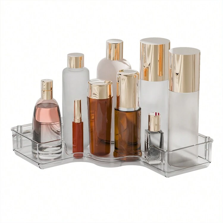 1st Floor Bathroom Countertop Storage Box, Bathroom Counter Dressing Table Tray, Dressing Table Large Skin Care Product Storage Box, Cosmetics Storage Box, Perfume Tray, Kitchen Spice Rack (Amber, Green, Transparent) - Multicolor - View 11