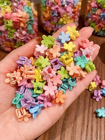 Random 30pcs Candy Color Mini Small Claw Clips Children's Hair Accessories Flower Colorful Hair Clips Hair Scrunchies Hairpins Hair Jewelry