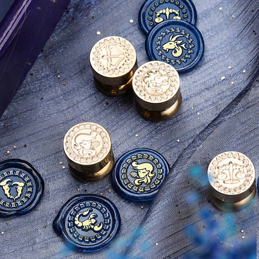 1 Khuôn con dấu sáp, Con dấu Mini 12 chòm sao, Thích hợp cho thiệp mời tiệc cưới, Bao bì quà tặng, Phong bì, Thiệp mừng Giáng sinh và Lễ tạ ơn - 12 chòm sao nhỏ - Xem 1