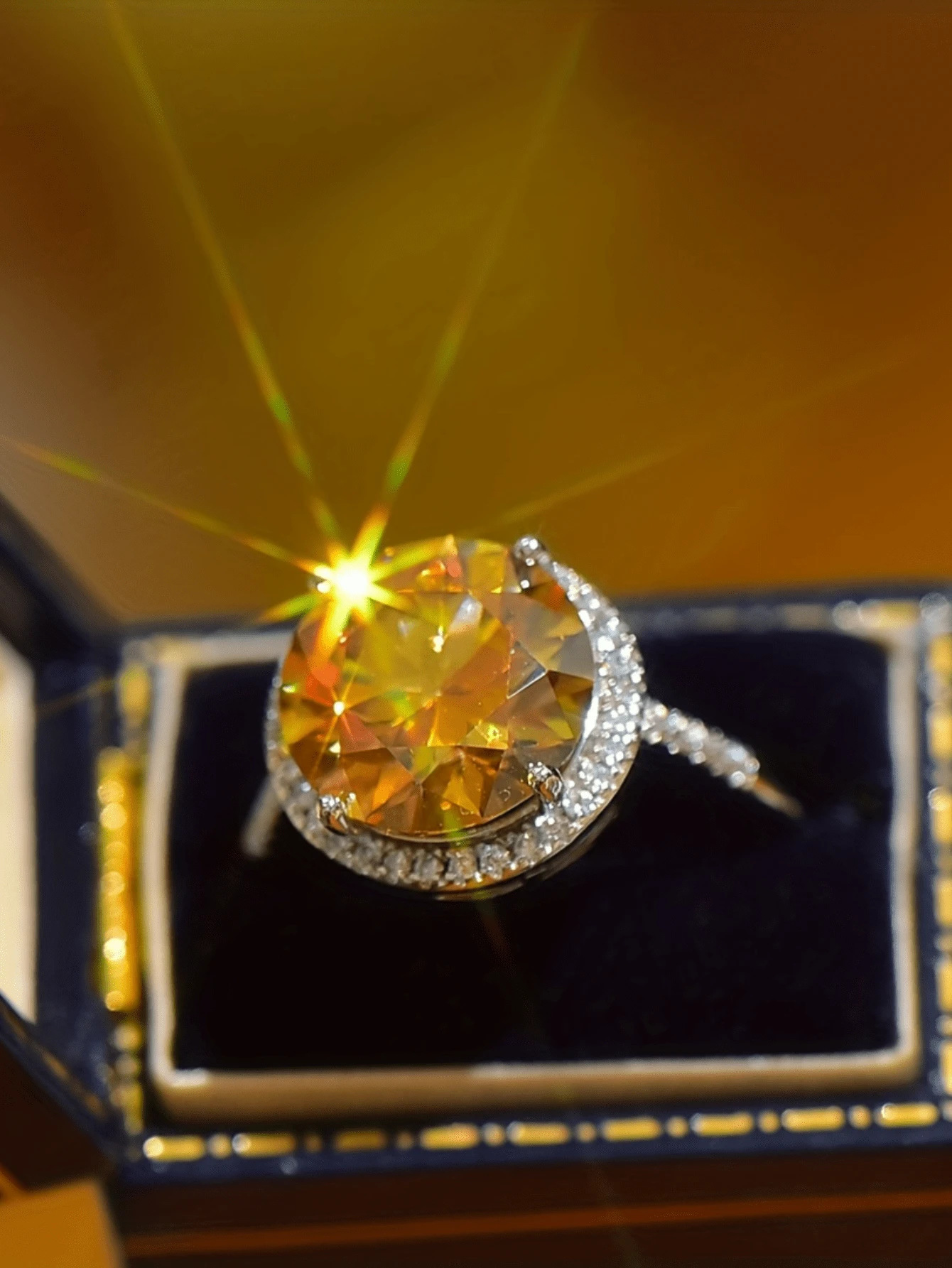 0.53 Carat Golden Citrine Round Cut Solitaire Ring, Citrine Promise