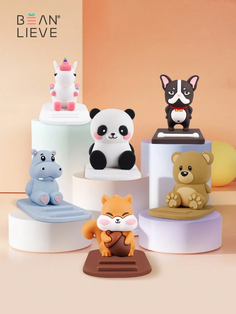 beanlieve Stojak na telefon stacjonarny z uroczymi wzorami zwierząt dostępny w wielu kolorach kompatybilny z 'em, telefonem z Androidem, prezentem urodzinowym, dla rodziny, przyjaciół, uchwytem na telefon, akcesoriami do telefonów - wielobarwność - Zobacz 1