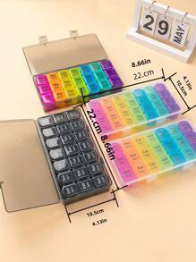 藥盒上午、下午和晚上提醒一週7天盒21-28格套裝，可攜式裝藥分類大容量排藥器，適用於老年人 - 彩色 - 查看 4