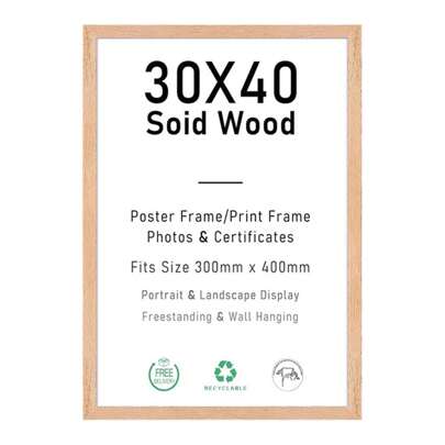 1/2/3pcs Oak Color Solid Wood Art Photo Frame, Modern Home Decor Minimalist Wall Hanging Frame, A4 With Stand, Can Be Placed Or Hung, Art Frame, 30x40cm, A3 Pure Wooden Frame