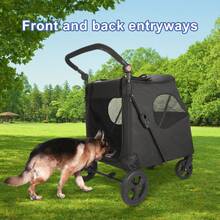 Dog Stroller, Pet Stroller For Small Dogs Cats, Up To 33 LBS With Storage Basket & Cup Holder, Black - View 10
