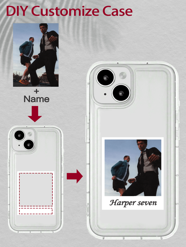 1pc Customized Full Coverage Silicone Lens Protective Phone Case With Personalized Image And Text Design, Compatible With Apple 15 14 13 12 11promax Clear Fashion,Stylish,Colorful,Contracted,Kawaii,Vintage,Y2K Custom,Personalized,Unique,Customized Ideal Gifts For Him Boyfriend,Girlfriend,Family,Friends,Grandparents,Couple,Pet Lovers For Anniversaries,For Birthdays,For Graduation,For Weddings,For Christmas,For Halloween,For Winter,For Prom,For Fall,For Mother's Day,For Father's Day Iphone Case,Phone Cover,Phone Accessories,16 Iphone Case