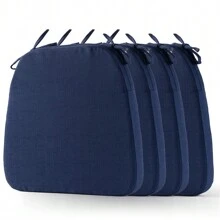 Chair Cushion With Ties For Dining Chairs, Non Slip Kitchen Chair Pad And Dining Seat Cushion With Machine Washable Cover, Navy,16"X16"X2" - Navy Blue - View 1