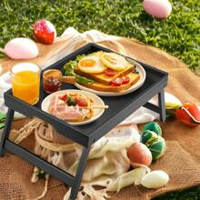 Bamboo Bed Tray Table With Foldable Legs, Breakfast Tray For Sofa, Bed, Eating, Working, Used As Laptop Desk Snack Tray - Multicolor - View 6