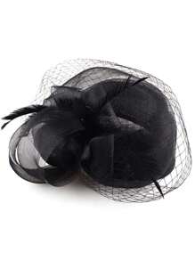 HIMESPORT Bridal Wedding Sinamay Fascinators Hats For Woman Ladies Cocktail  Tea Party Dress Hat With Veil Headdress Elegant Kentucky Derby Cap - Solid Color - View 6