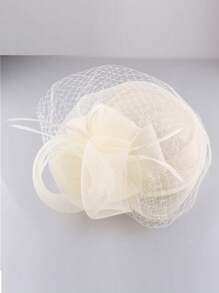 HIMESPORT Bridal Wedding Sinamay Fascinators Hats For Woman Ladies Cocktail  Tea Party Dress Hat With Veil Headdress Elegant Kentucky Derby Cap - Solid Color - View 4