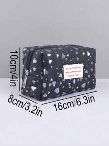 1 Stück glänzende Bleistifttasche mit Herz Muster, große Kapazität Milch Puff weicher Stoff Stifttasche, tägliche Aufbewahrung für kleine Gegenstände, Lernessenzielle Schreibwaren Box, kreativer Home Desktop Ornament