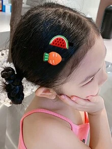 10入組女童西瓜片發夾，不損害髮型公主前瀏海髮夾，嬰兒頭飾配件 - 彩色 - 查看 2