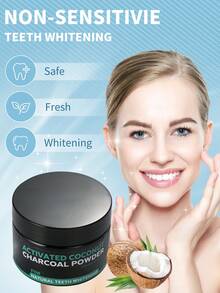 30克活性炭牙齒美白粉-天然椰子炭，有效去除牙齒污漬和牙膏替代品-牙齦或琺瑯安全 - 黑色 - 查看 3