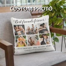 1pc Best Friend Gift Photo Collage Pillow Case Pillow Or Cover Personalized Cushion Throw Pillow Case Custom Pillowcase, Customization, Real Person Homemade Birthday Gifts