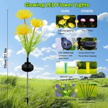 Solar Garden Lights, Solar Flowers Lights With Glowing Flowers & Stems, Garden Decoration Solar Lights Outdoor Waterproof, Solar Landscape Lights For Patio Yard Decor, Gift For Woman (2Pack ) - 黃色 - 查看 7