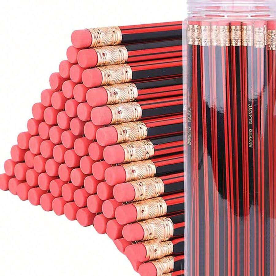 10入組兒童素描鉛筆套裝，內含橡皮，六角形HB鉛筆，適用於學校禮物和學習文具