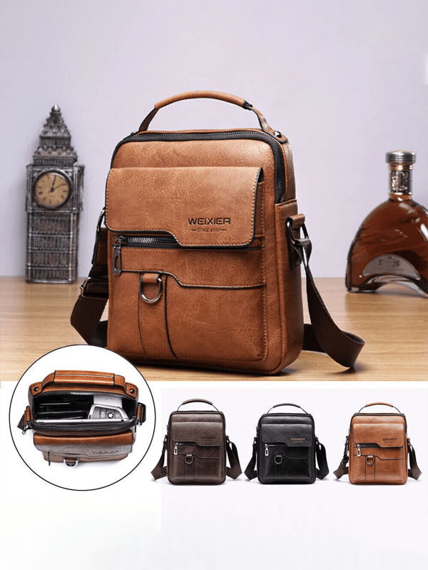Sacoche style vintage pour hommes - Sac de travail décontracté à porter en bandoulière. Cadeau pour père/anniversaire (couleur de la bandoulière aléatoire)(style aléatoire)