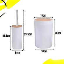 Modern Bamboo Decorated Bathroom Kit Multipurpose Home Toilet Set - trắng - Xem 5