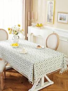 1 Khăn trải bàn hình chữ nhật in hoa màu xanh Ditsy, dùng cho bàn cà phê/tủ giày/tủ đầu giường, vỏ chống bụi cho trang trí nhà kiểu nông thôn, thích hợp cho các bữa tiệc/bữa tối/tiệc sinh nhật/cắm trại/dã ngoại/vườn/nhà hàng phương Tây/khách sạn/trang trí bàn trang điểm - Nhiều màu - Xem 2