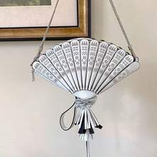 JIOMAY 新風扇形包款仙氣流蘇鑽花空心手機袋宴會手提斜跨包 - 白色 - 查看 1