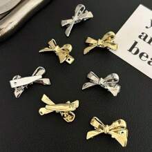 8 piezas Pasadores de pelo de mujer de lazo dulce de aleación, pasadores laterales pequeños de metal sin rastro para flequillo y flequillo, accesorios para el cabello con forma de lazo de unicolor, tocado dorado para el Día de San Valentín - Multicolor - Ver 6