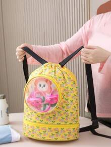 乾濕分離健身包，旅行便攜盥洗包，大容量背包適用於游泳裝備儲存 - 黃色 - 查看 6