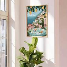 Set Of 2 La Dolce Vita Sicily Italy Watercolor Canvas Prints, Italian Quote Wall Art, Amalfi Coast Travel Posters, Unframed - Multicolor - View 3