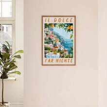 Set Of 2 La Dolce Vita Sicily Italy Watercolor Canvas Prints, Italian Quote Wall Art, Amalfi Coast Travel Posters, Unframed - Multicolor - View 8