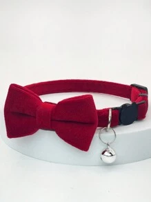 1件个性化可拆卸宠物蝴蝶结，天鹅绒猫项圈，带蝴蝶结和铃铛，可定制宠物姓名、联系方式和地址，刻有防走失宠物铭牌，适合中小型猫咪。装饰性强，刻有铭牌，不锈钢材质，时尚、多彩、复古、可爱、简约、萌宠定制，独特，个性化宠物礼物，适合周年纪念、生日等场合，定制宠物项圈、牵引绳和胸背带，本地宠物用品，2025万圣节配饰，个性化猫狗幼犬宠物身份识别姓名吊坠，趣味宠物设计 - 紅色 - 查看 2