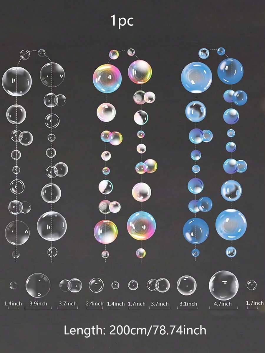 1pc Strings Under The Sea Blue & Clear & Colorful Bubble Garlands Party