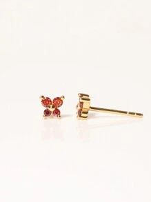 1pair Hypoallergenic S925 Sterling Silver Gold Butterfly 12 Birthstone Decor Stud Earrings For Women Girls