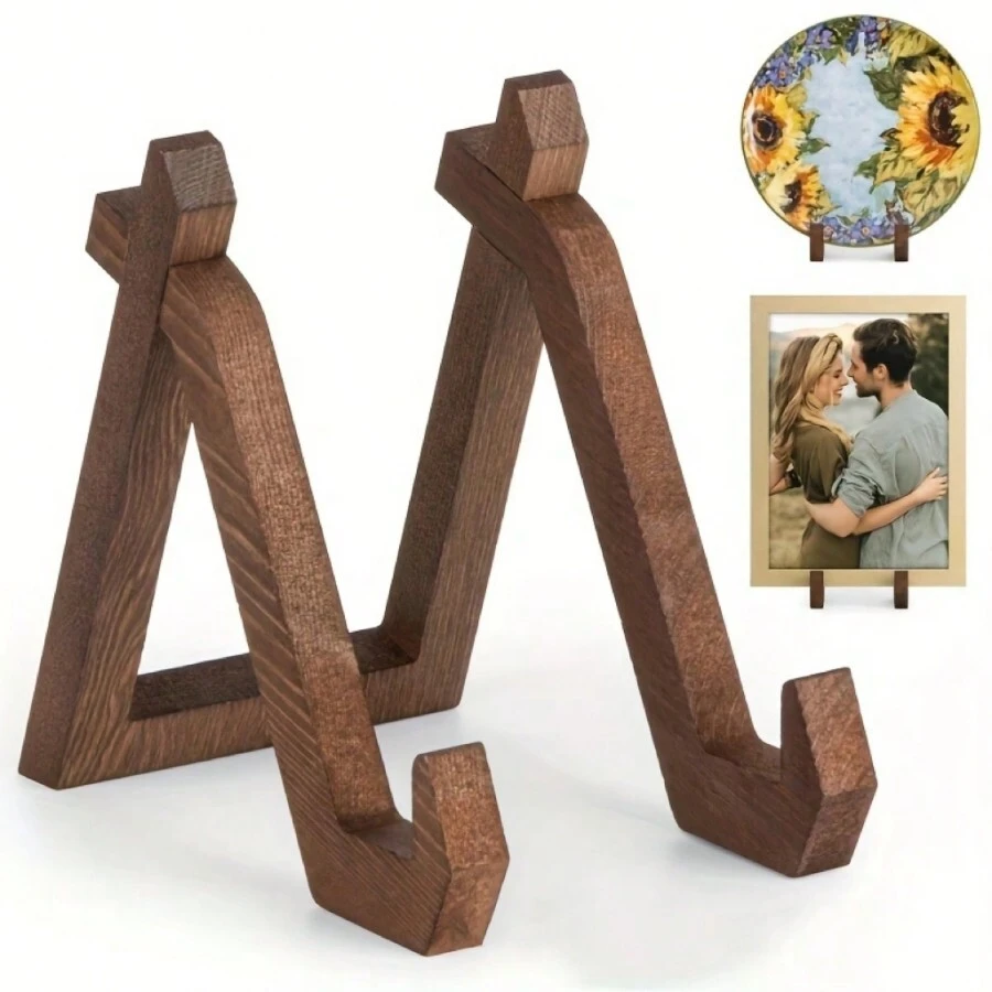 Vintage Wooden Easel Display Stand, Recipe Holder, Photo Frame Rack Gifts Birthday Graduation - Brown - View 1