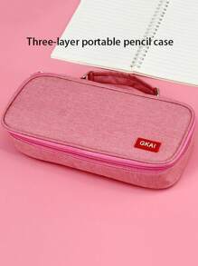 1pc Large Capacity Oxford Cloth Student Pen Case - Multicolor - View 2