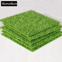 1/2/4 件装 15 厘米 * 15 厘米花园工艺草假草适用于工艺品微型装饰花园娃娃屋 DIY 草仙女人造草坪 6x6 英寸 - 彩色 - 查看 5
