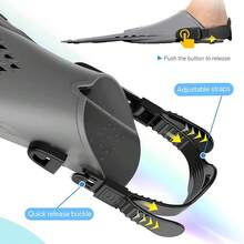 1pair Adjustable Diving Fins Swim Flippers For Scuba Diving And Snorkeling - Black - View 3