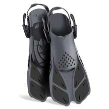 1pair Adjustable Diving Fins Swim Flippers For Scuba Diving And Snorkeling - Black - View 2
