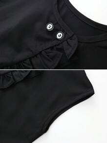 2 pièces Ensemble top asymétrique et pantalon large rayé pour jeune fille, été