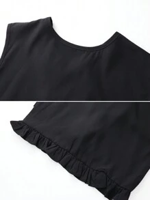 2 pièces Ensemble top asymétrique et pantalon large rayé pour jeune fille, été