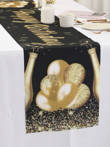 1 pieza Mantel de poliéster para cumpleaños en color negro y dorado, Cubremantel para mesa para decoración de fiesta de té de barbacoa de aniversario para hombres y mujeres. Decoración para cumpleaños de 90, 80, 70, 60, 50, 40 y 30 - oro negro - Ver 6